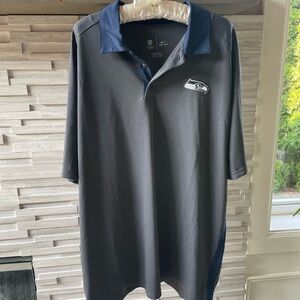 NFL Charcoal Gray Seahawks Polo Shirt with Classic Collar and Logo